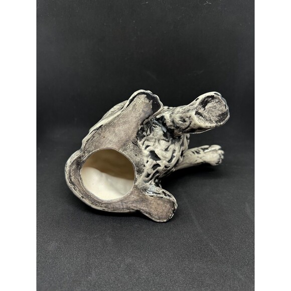 Vintage Ceramic Black Kitten Kitty Cat Scary Eyes Spooky Paw Up Grey Witchy - Picture 6 of 8